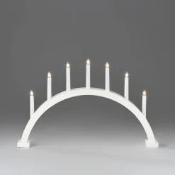 Adventsstake 7 armet buet - Hvit