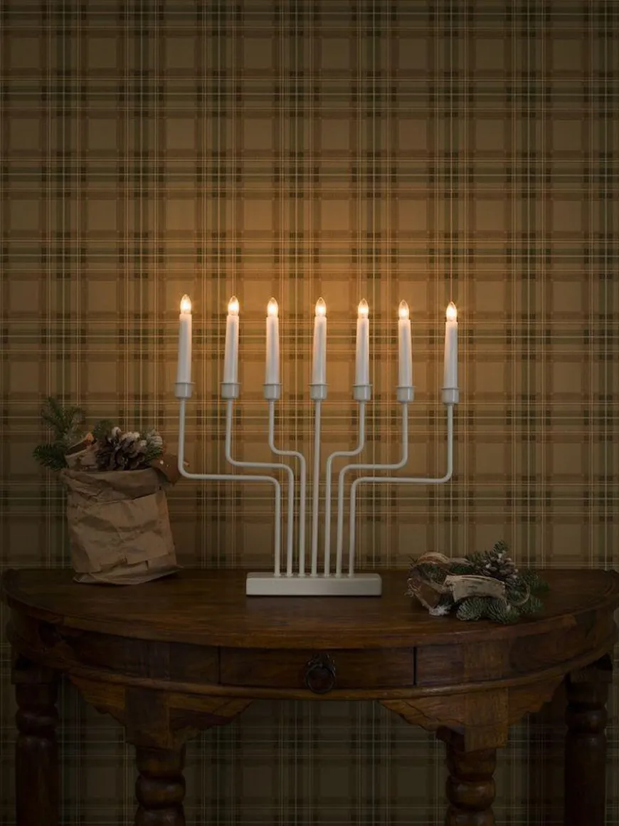 Adventsstake 7 armet - Hvit