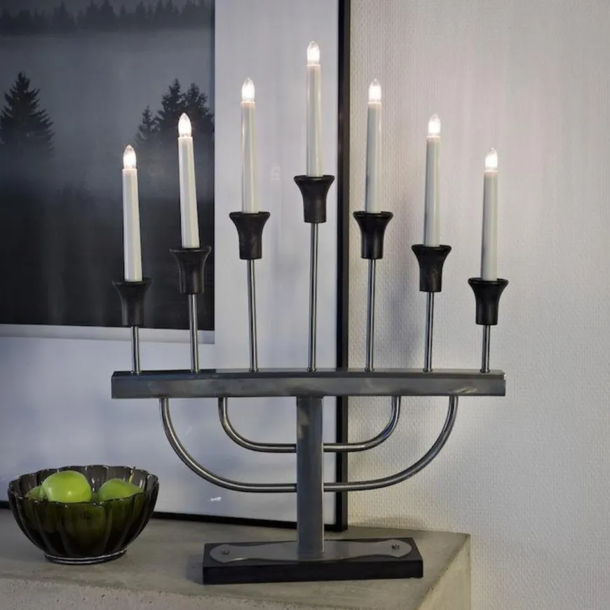 Adventsstake 7 armet ubehandlet metall