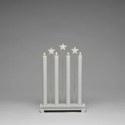 Adventsstake med stjerner - Lys grå