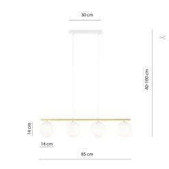 Allora takpendel 4-lys - Hvit/Opal/Gullfarget