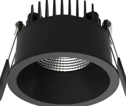 Aria D75 lavtbyggende downlight 7W 2700K IP44 m/flicker free dimbar driver - Svart