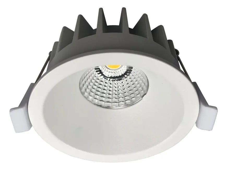 Aria D90 lavtbyggende downlight 7W 2700K IP44 m/flicker free driver dimbar - Hvit