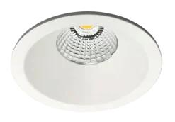Aria D90 lavtbyggende downlight 7W 2700K IP44 m/flicker free driver dimbar - Hvit