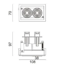 Aria mini flex K2 downlight justerbar 2x5W 2700K RA90 Dimbar - Svart