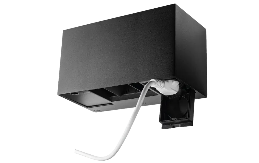 Artes Outlet 8W vegglampe opp/ned lys IP44 2700 Kelvin med 2 stikkontakter - Dimbar