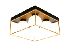 Astro taklampe 28x28 - Svart/opal/gullfarget