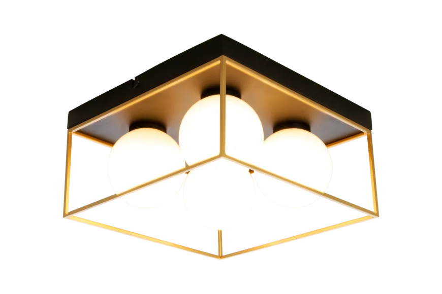 Astro taklampe 28x28 - Svart/opal/gullfarget