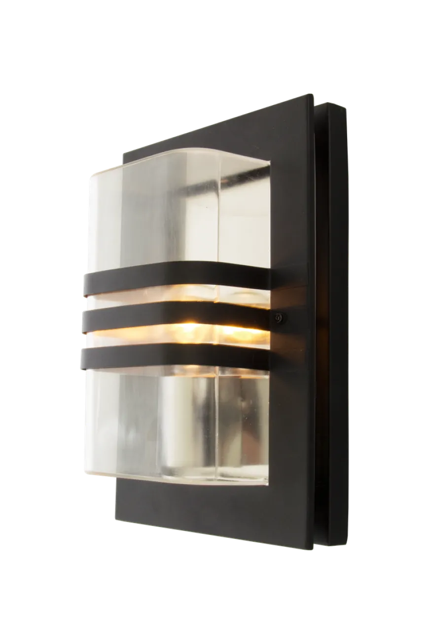 Capo vegglampe utendørs IP44 E27 - Svart/Klart glass