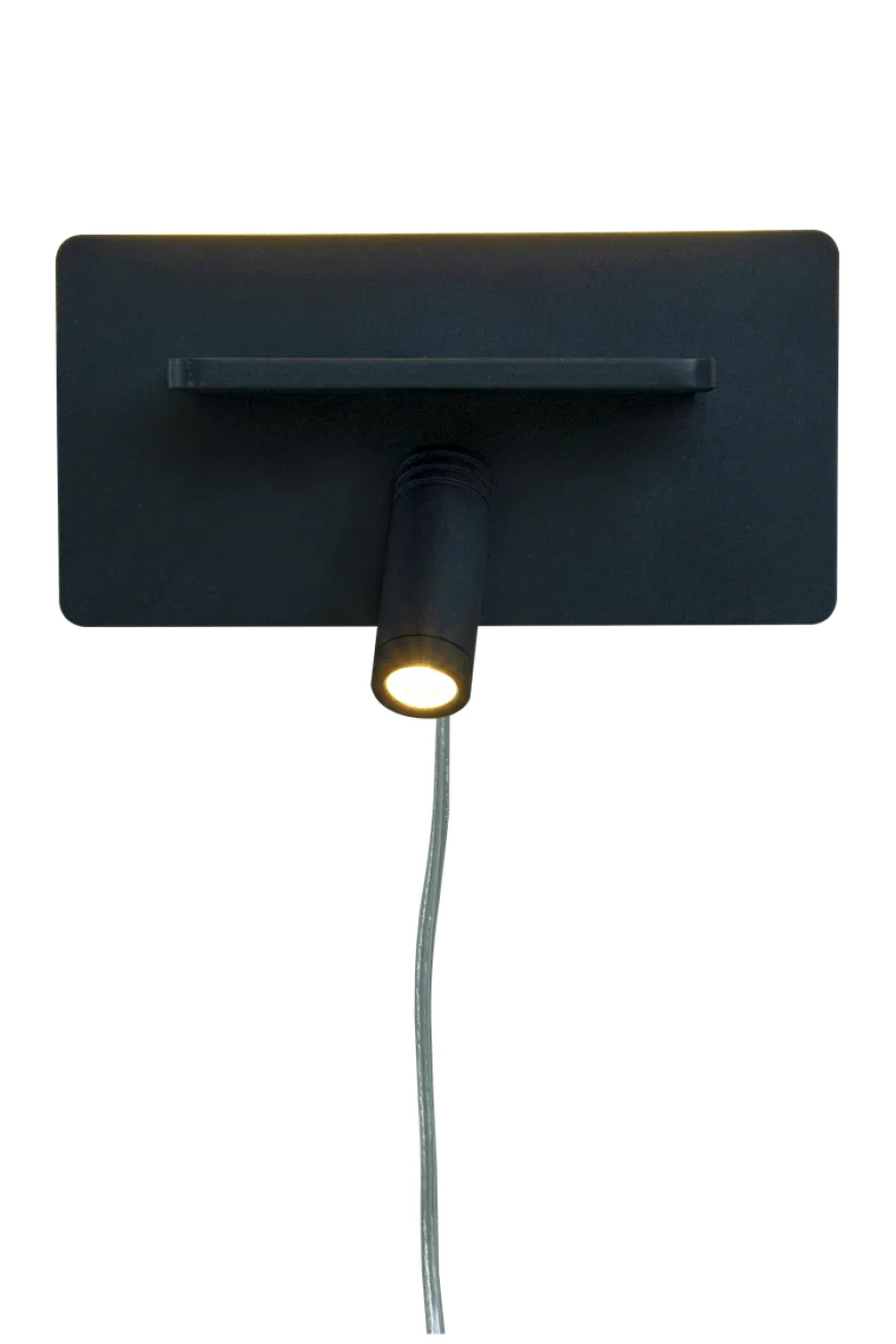 Cargador vegglampe med trådløs lader og USB - Svart