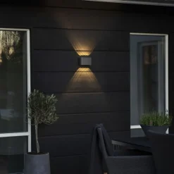 Chieri vegglampe utendørs opp/ned 8x1W IP54 - Antrasitt grå