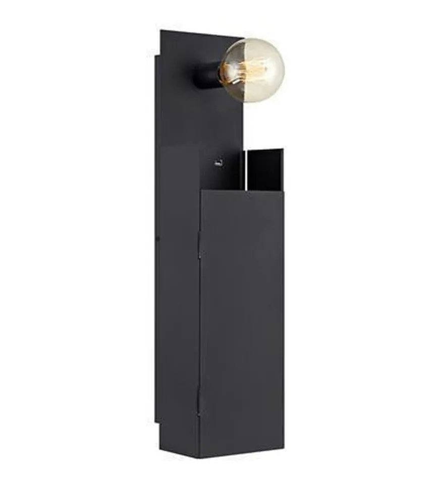 Combo vegglampe/nøkkelskap - Svart - Svart