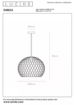 Danza takpendel 40 cm - Matt gull/messingfarget
