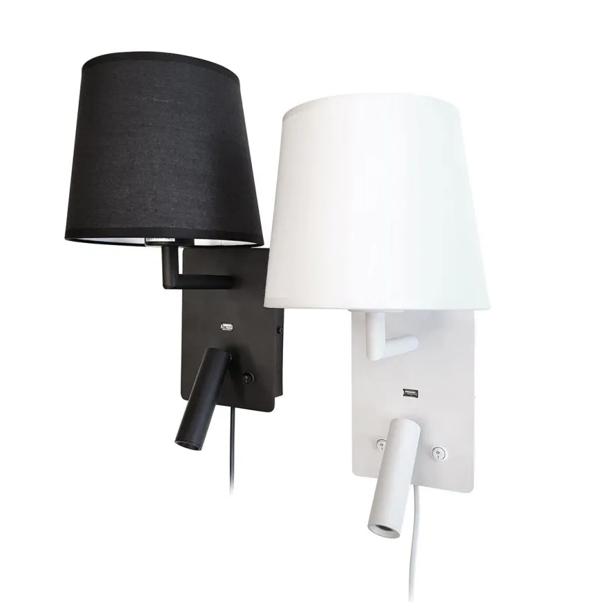 Denver vegglampe med USB - Svart
