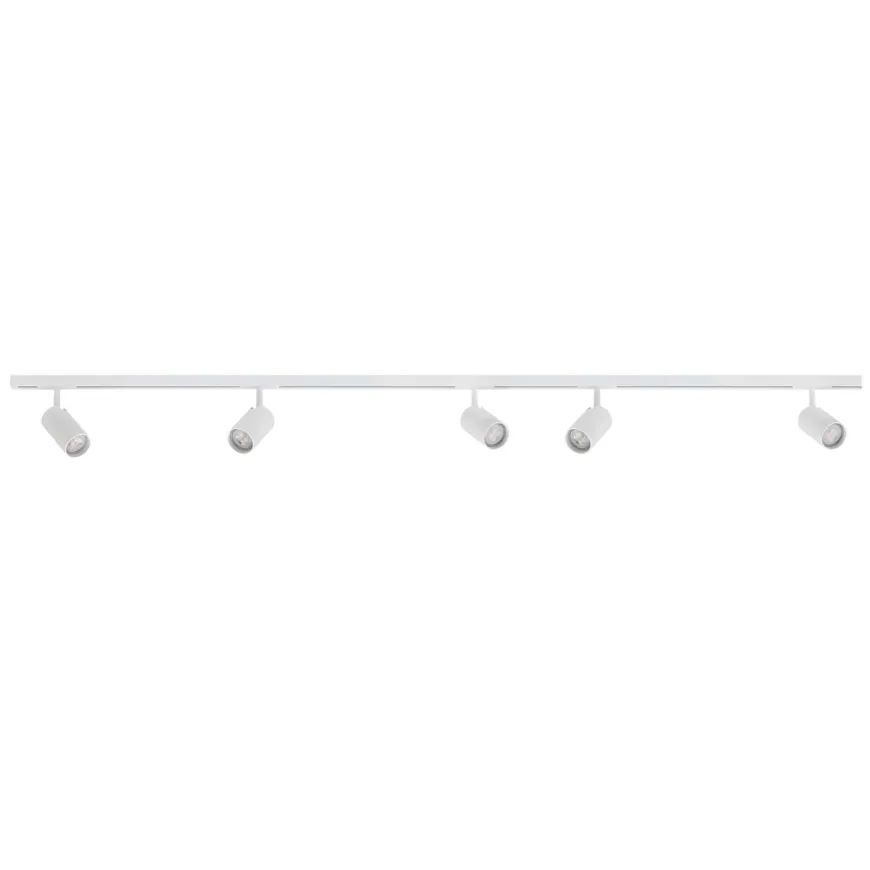 Designline Tube komplett 1,9 meter spotskinne med 5 spotter GU10 - Hvit