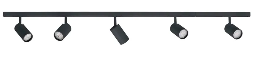 Designline Tube komplett 1.9 meter spotskinne med 5 spotter GU10 - Svart