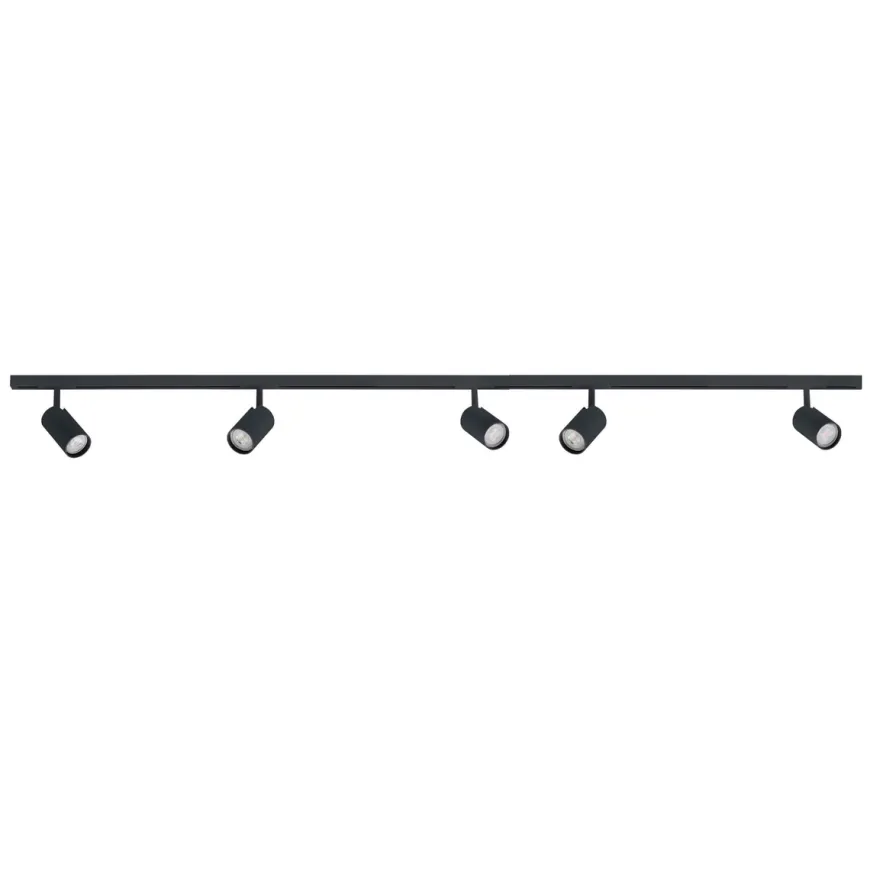 Designline Tube komplett 1.9 meter spotskinne med 5 spotter GU10 - Svart