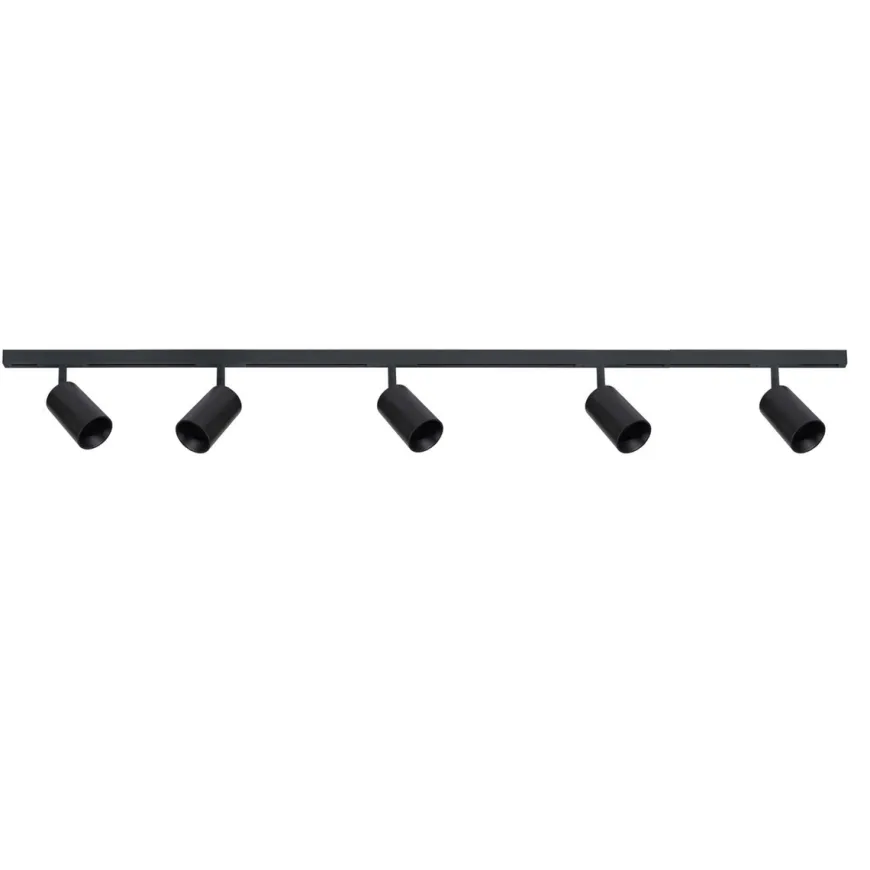 Designline Tube Pro komplett 1.9 meter spotskinne med 5 spotter GU10 - Svart
