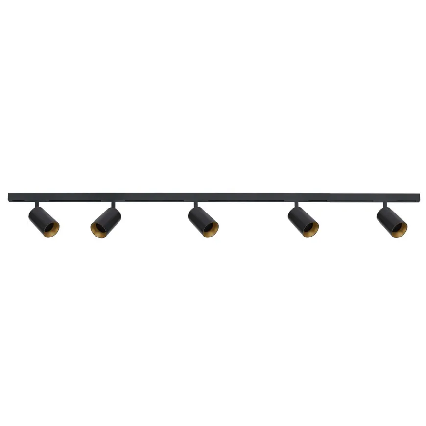 Designline Tube Pro komplett 1.9 meter spotskinne med 5 spotter GU10 - Svart