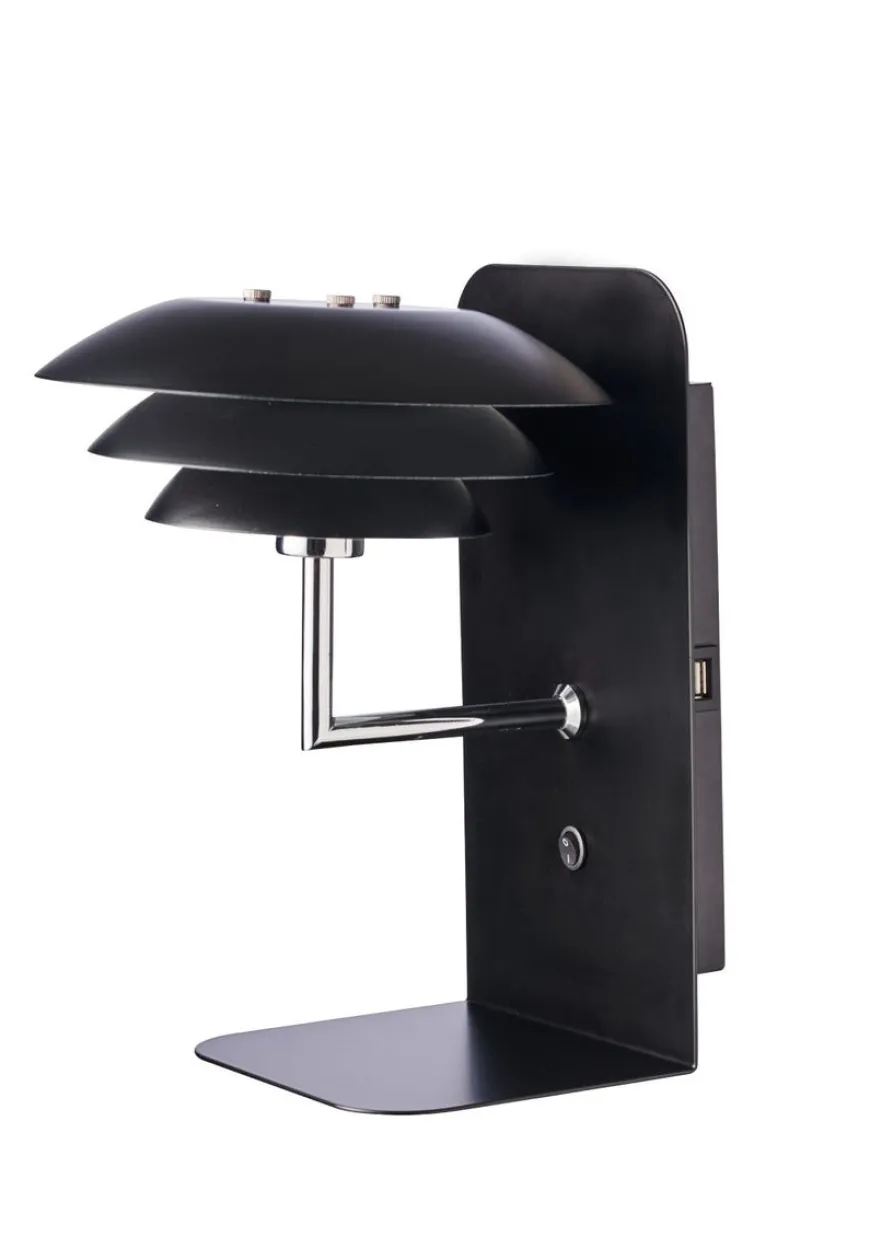 DL20 vegglampe m/USB - Svart