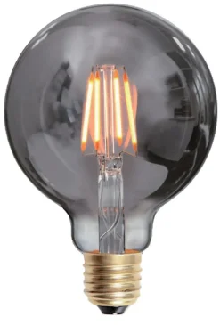 Edison E27 globe filament 6W 2200K 95 mm 3 step dim - Smoke
