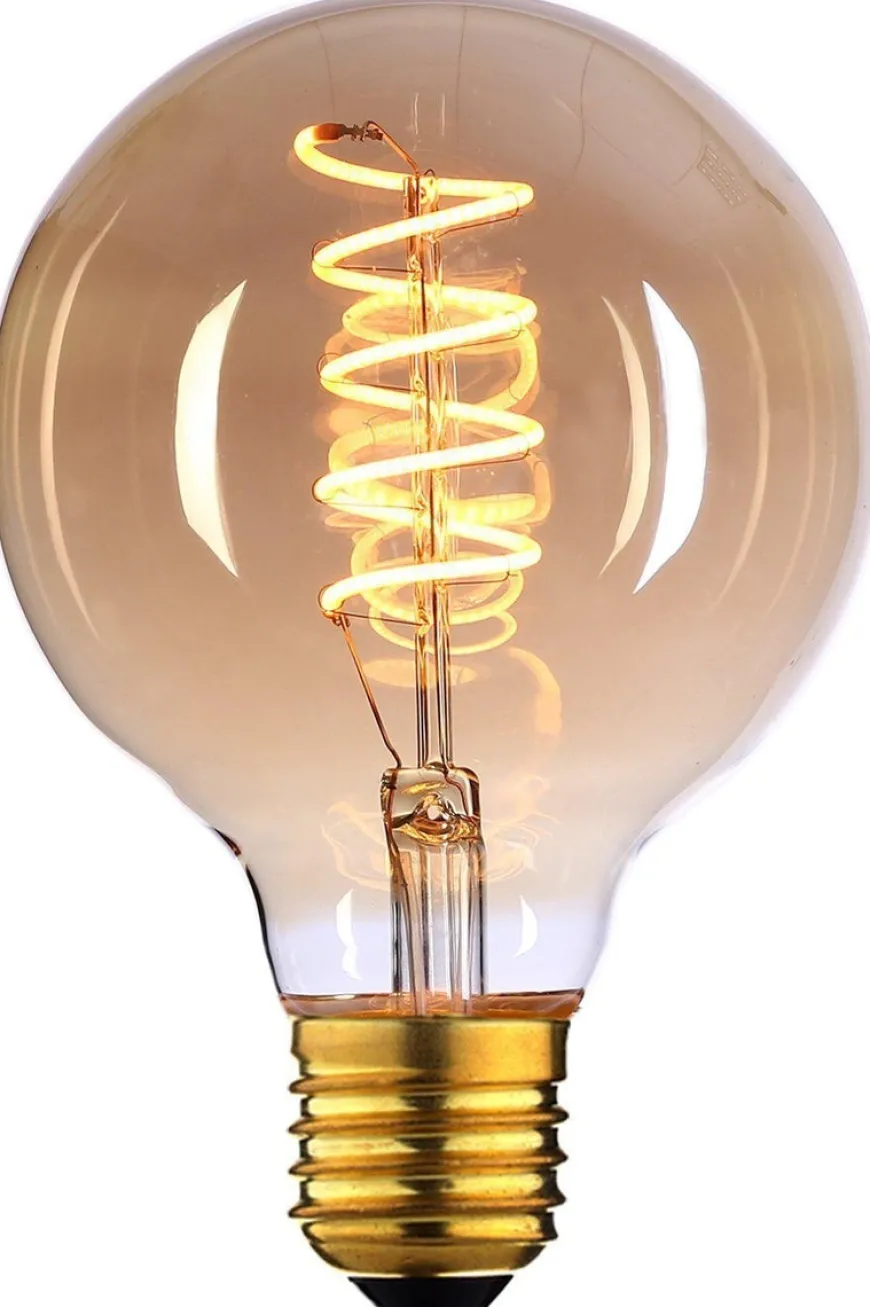 Edison globe amber spiral E27 6W LED 125mm - 3 step dim