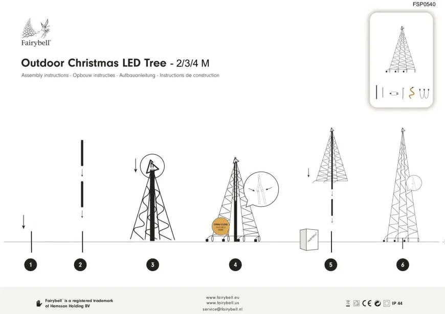 Fairybell 2 meter belysning med stang 300 LED IP44 utendørs