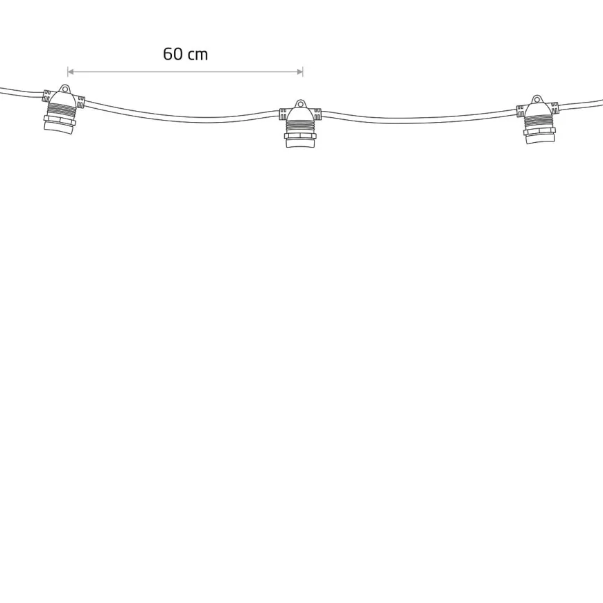 Garden Garland utendørs lysslynge 6 meter 10 lys IP65 ekstra slynge - Svart