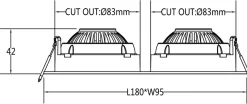 Georgia 360 lavtbyggende downlight dobbel 2x7W 3000K RA97 Dimbar IP44 - Hvit