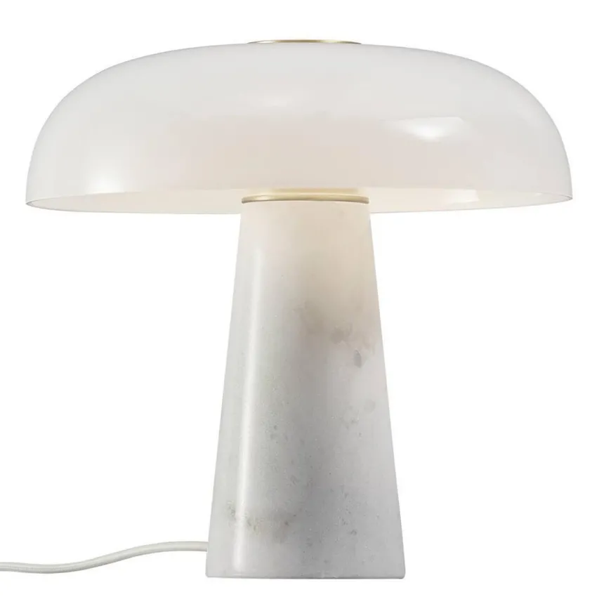 Glossy bordlampe Marmor - Opalhvit