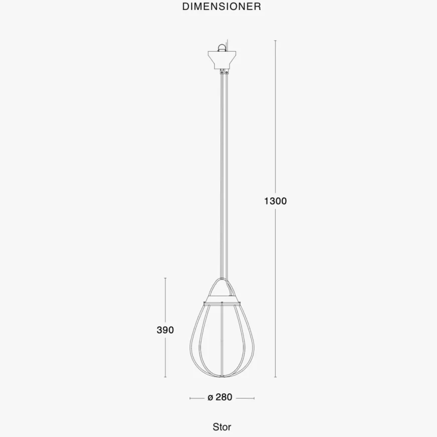 Hobo takpendel 28 cm - Rå messing/Hvit