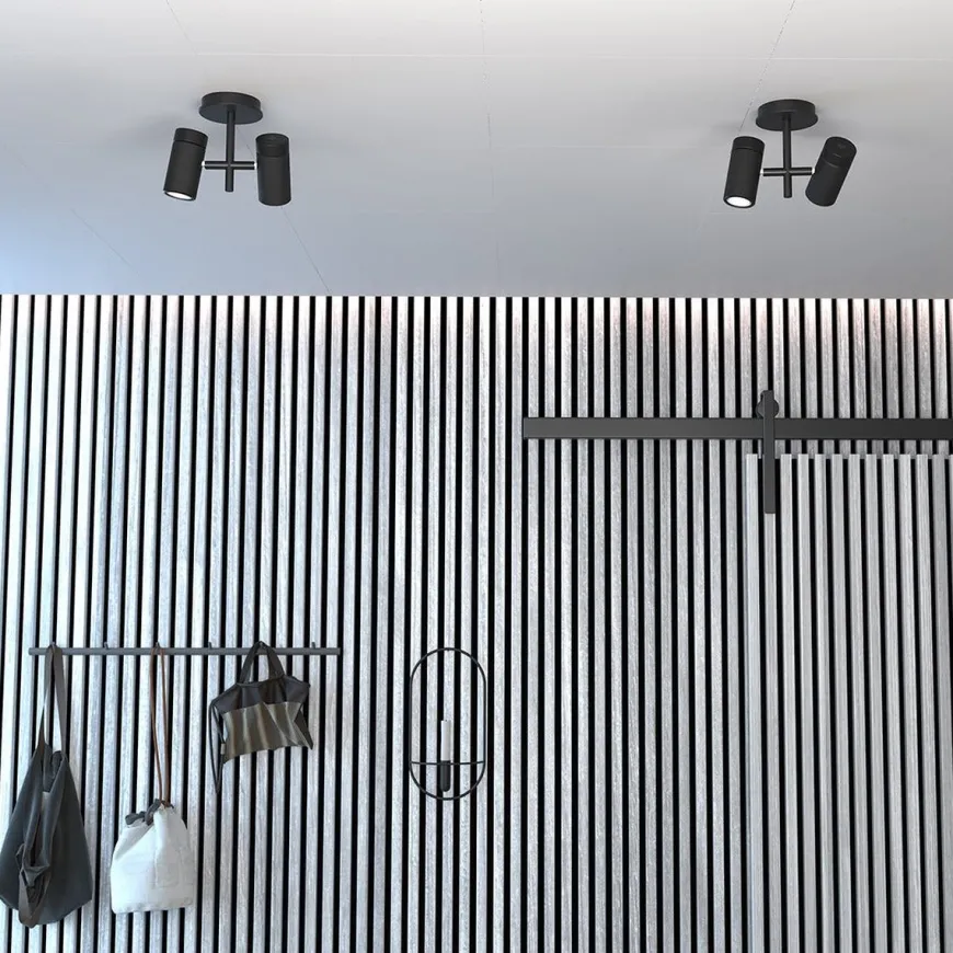 Holder taklampe 2-spotlight - Svart
