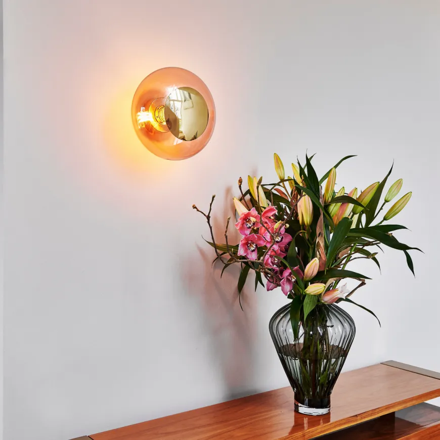 Horizon taklampe/vegglampe S - Korall/Gull