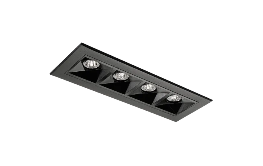 Inspire R 150 innfelt downlight 4 lys 8W RA98 3000K dimbar - Svart