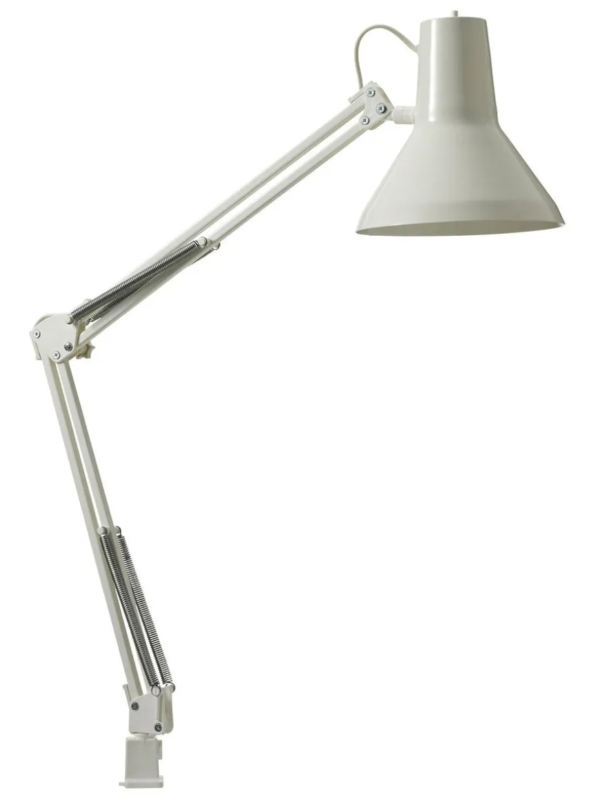 Jensen bordlampe m/bordklemme og veggfeste - Hvit