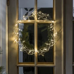 Julekrans med lys 45 cm varmhvit led - Sølv