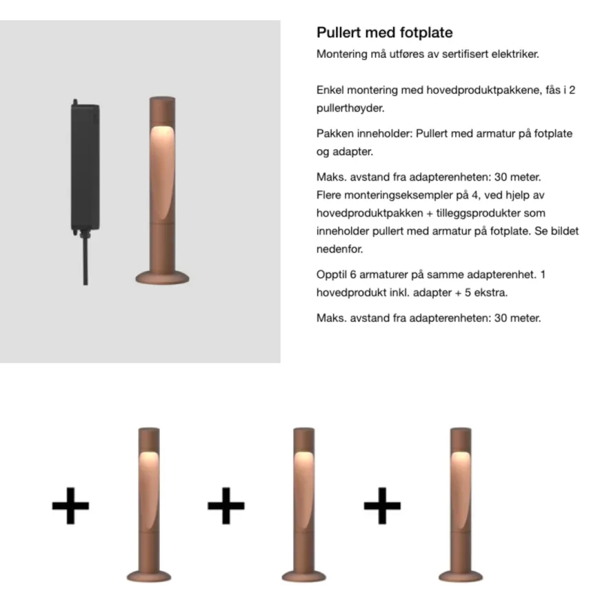 Louis Poulsen Flindt Garden jordspyd u/adapter kort