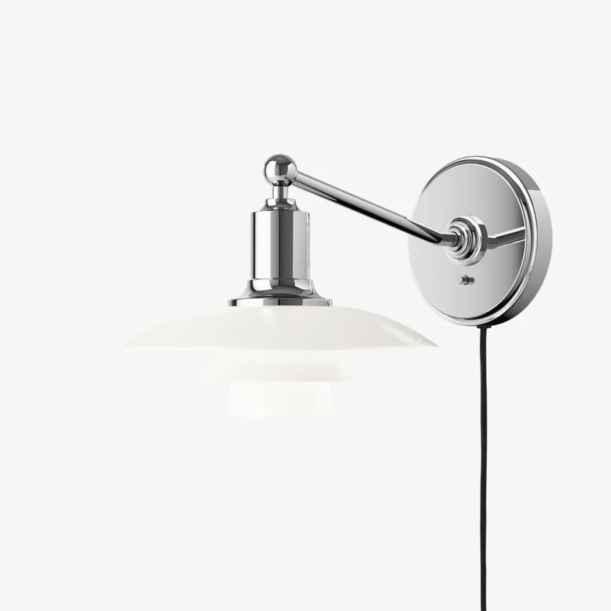 Louis Poulsen PH 2/1 Vegglampe Hvitt opalt glass - Krom / Opal