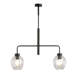 Lukka takpendel 2 lys- Svart/Klart glass