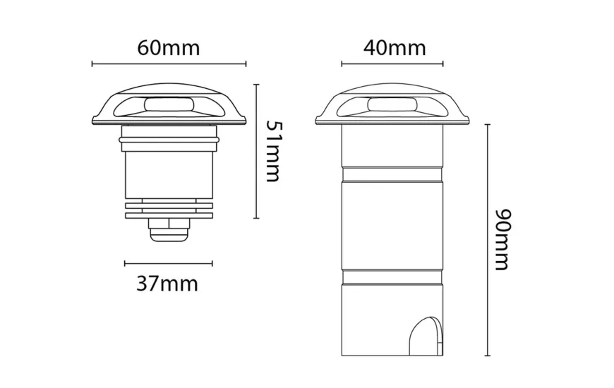 Luna Deco 1 uplight utendørs 3W 3000 Kelvin IP67 - Rustfritt stål
