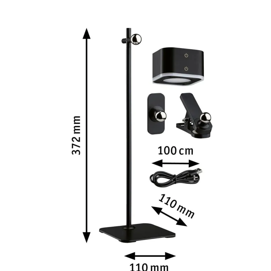 Mobil portabel bord/vegglampe oppladbar 1,6W 2700-6500 Kelvin