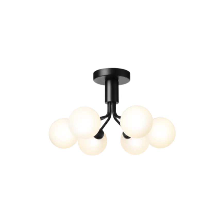 Nuura Apiales 6 taklampe satengsort / opal glass