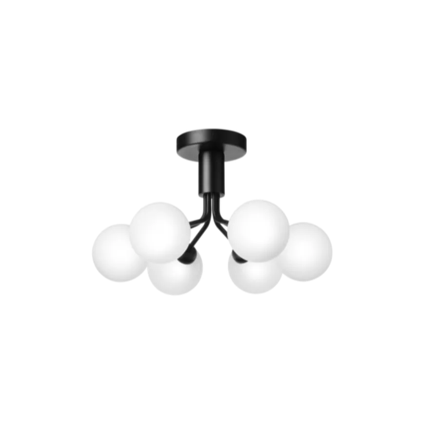 Nuura Apiales 6 taklampe satengsort / opal glass