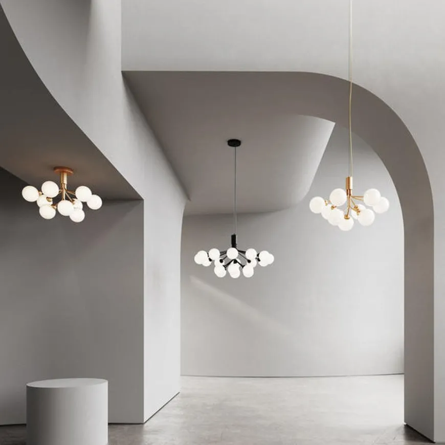 Nuura Apiales 9 taklampe satin svart/opal