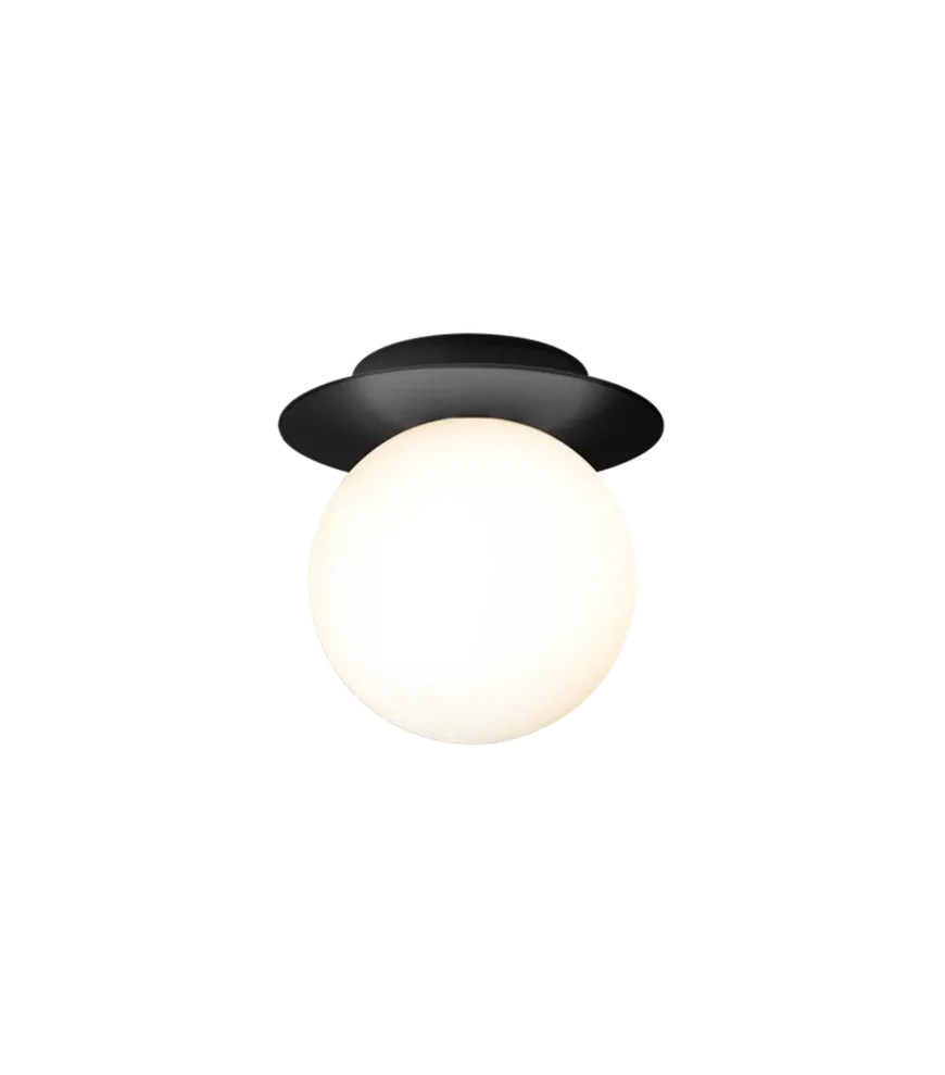 Nuura Liila 1 vegglampe/taklampe - medium - svart / opal glass