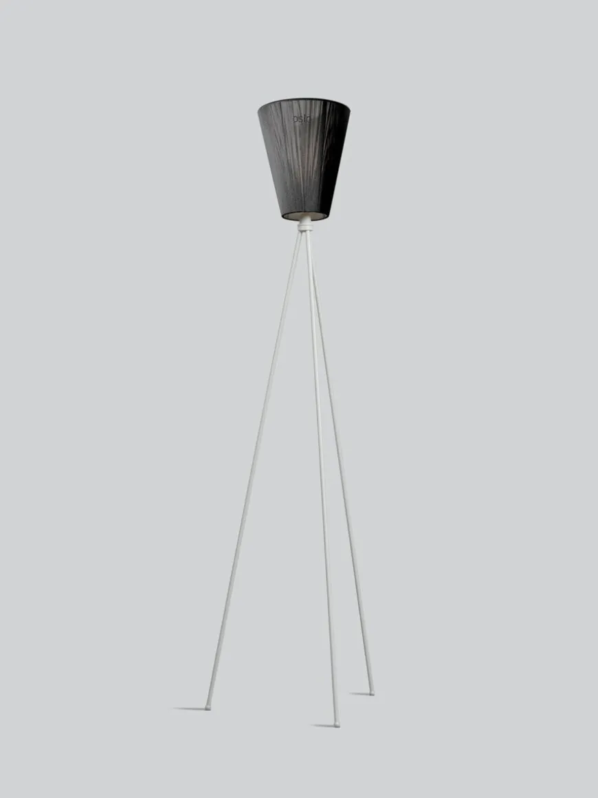 Oslo Wood gulvlampe lysegrå med skjerm