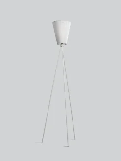 Oslo Wood gulvlampe lysegrå med skjerm