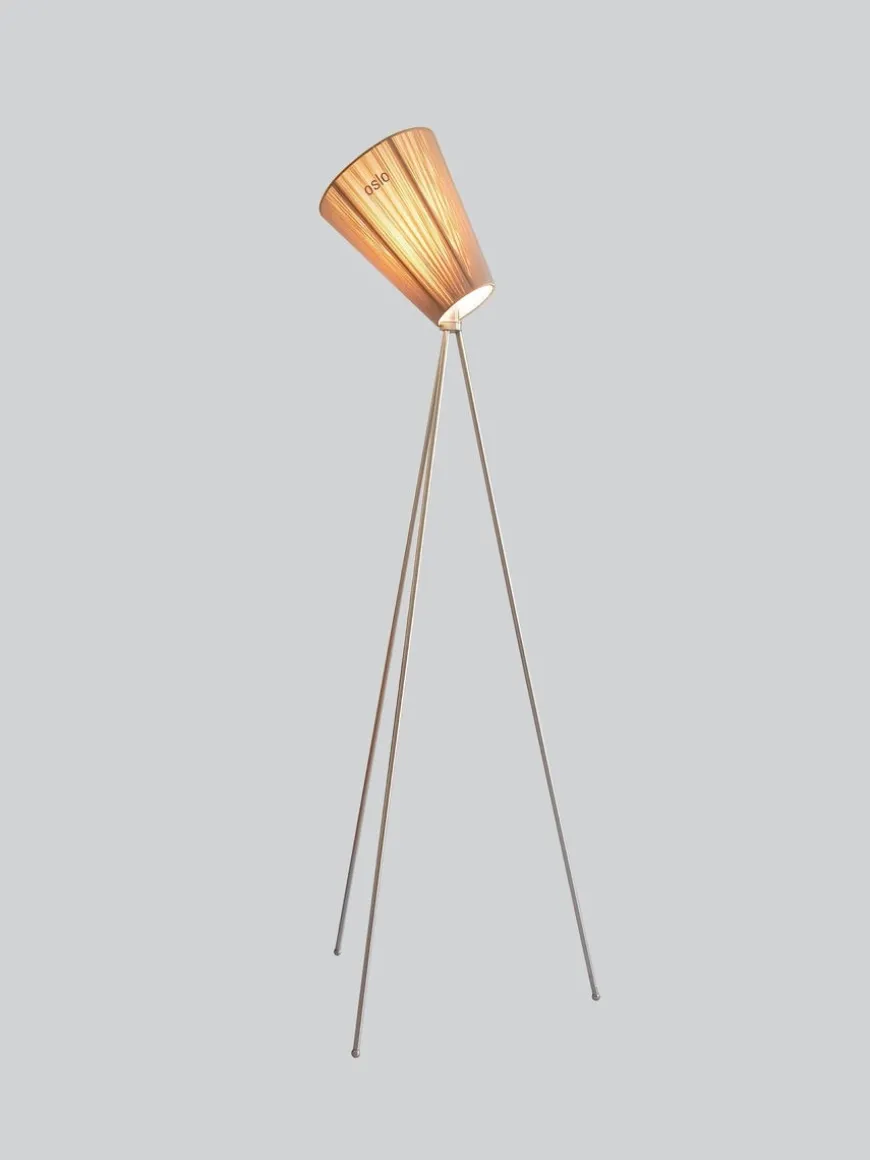 Oslo Wood gulvlampe stål med skjerm