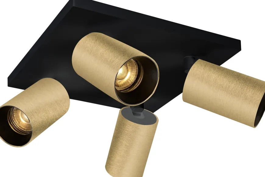 OZ K4 taklampe med 4 spotter - Svart/gull