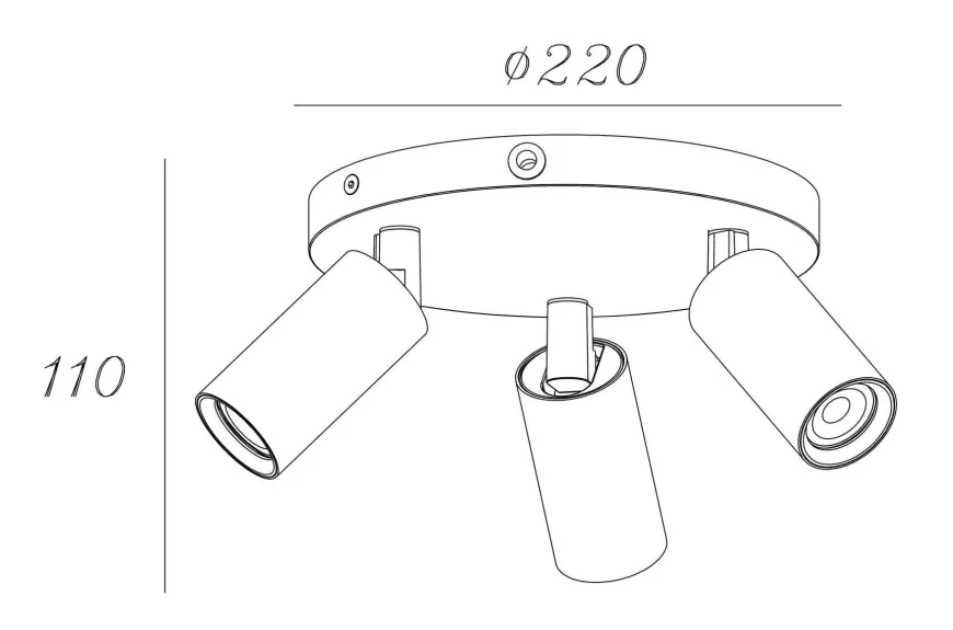 Oz mini rund taklampe 3-lys GU10 mini
